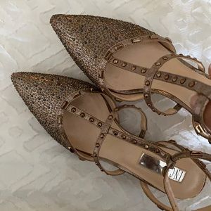 INC Studded Gold Kitten Heels